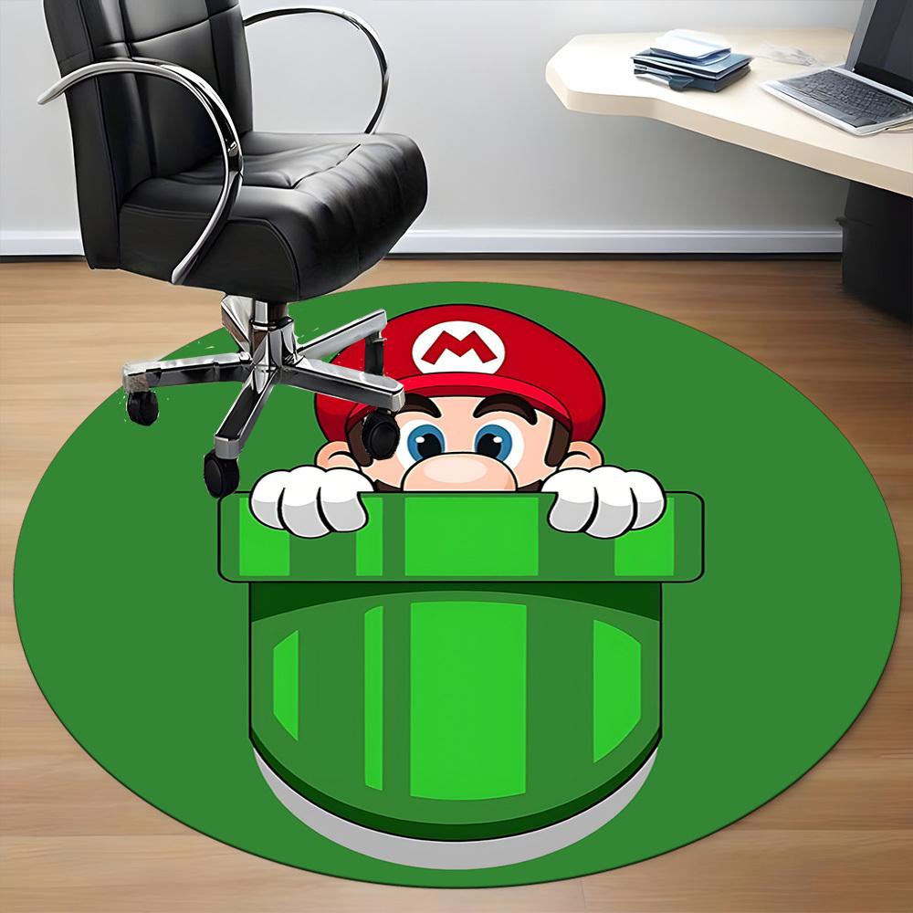 1pc Mario Office Round Area Rug, Under Office Chairs Bedroom Living Room Home Decor a1022225