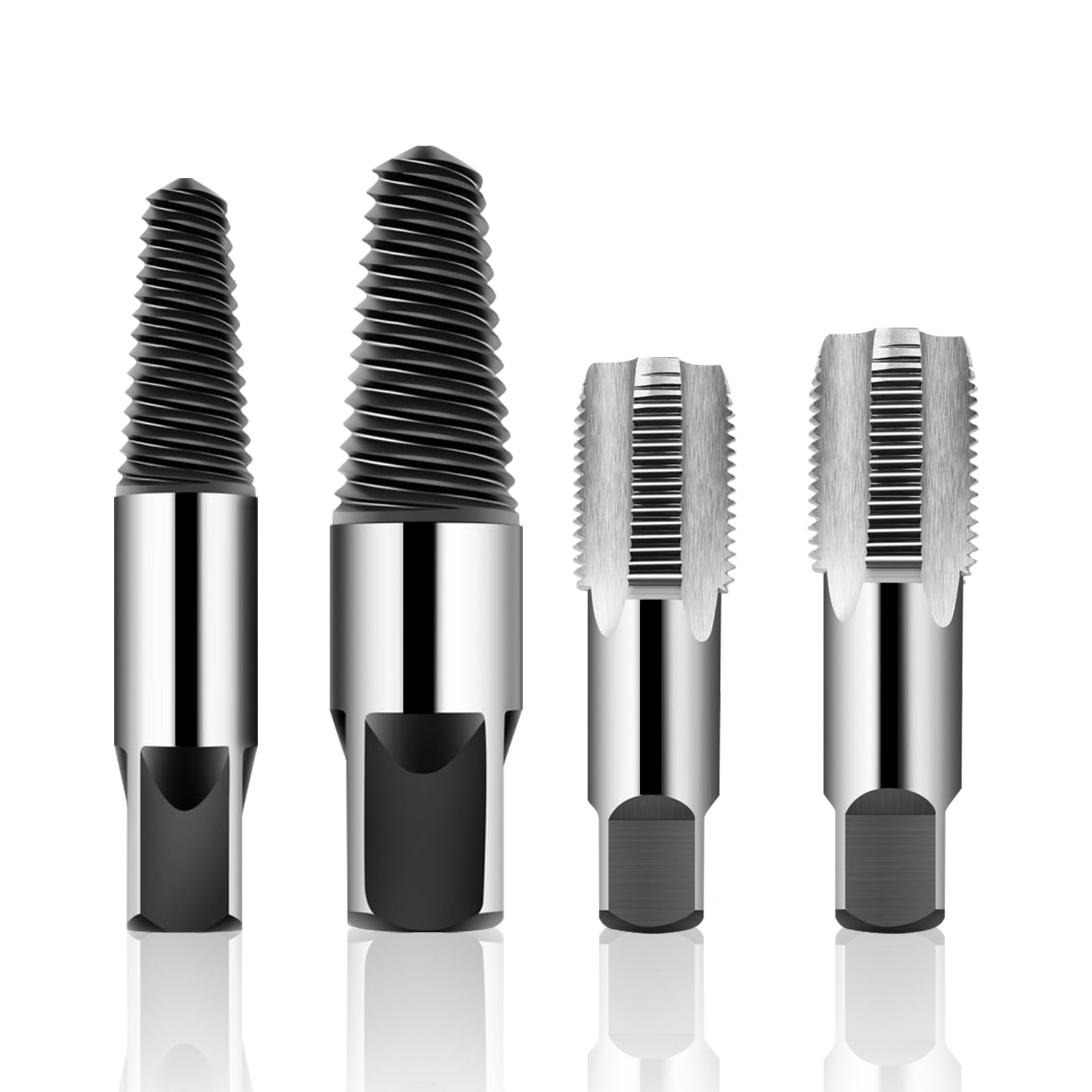 

Friendship Screw Extractor 4-Piece Set, Pipe Tap, for 1/2-inch and 3/4-inch Pipes, Carbon Steel Material, Broken Screw Remover, Reverse Tap, Pipe Repa