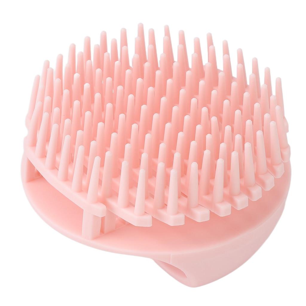 Scalp Scrubber Soft Silicone Bristles Hair Shampoo Brush Scalp Cleaning Massage Comb Light Pink