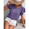Women's Textured Ruffle Short Sleeve Blouse Summer Crew Neck Tops Dressy Casual Loose Fit Tee Shirts Beach Clothes