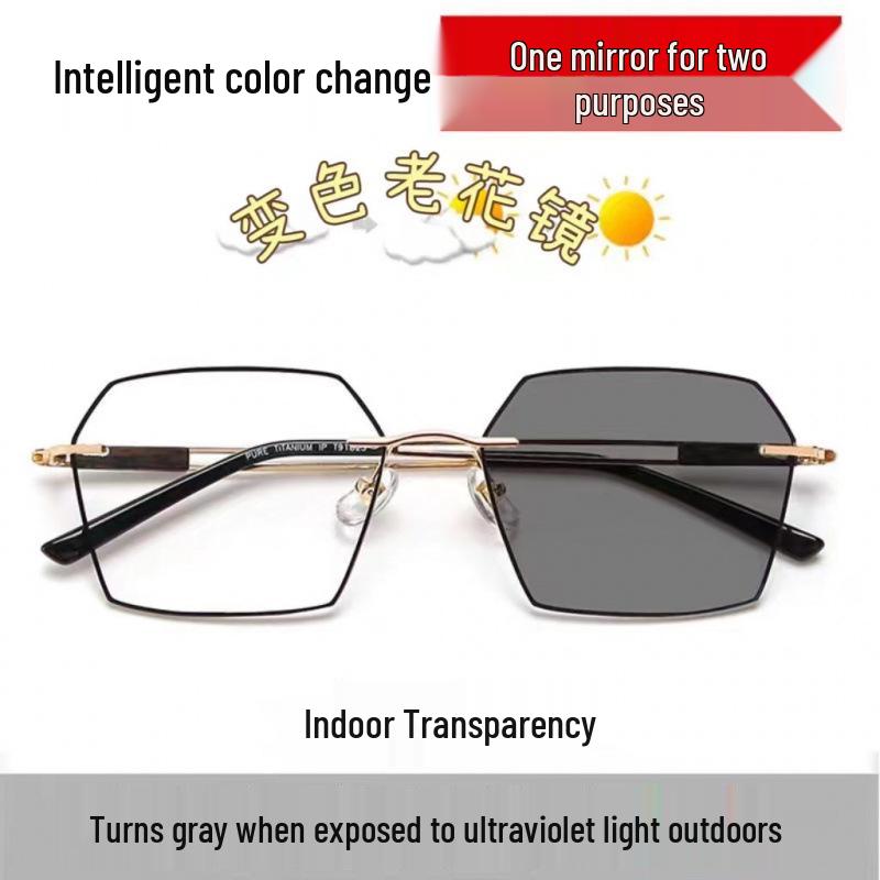 Men's Smart Photochromic Anti-Blue Light Reading Glasses: Fashionable Two-in-One Design, Can Also Be Used As Sunglasses