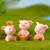 Mikro Schweinchen Familie Figur Harz Ornamente Miniaturmodell Mini Tierstatue Bonsai Dekoration Garten Heimdeko