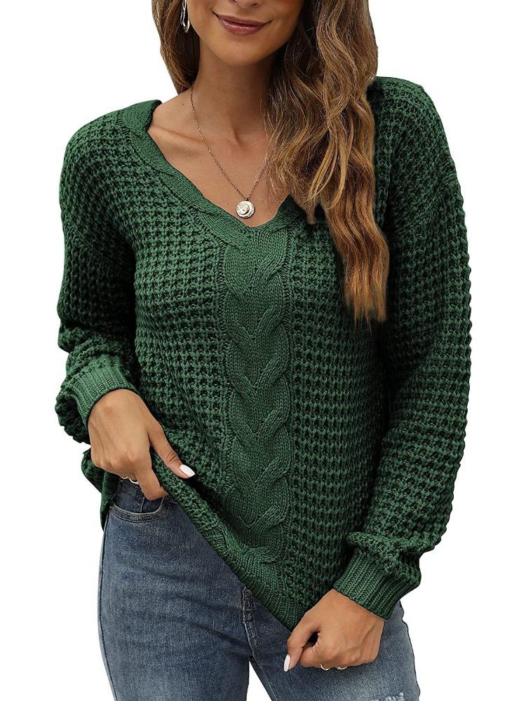 Damen Strickpullover mit langen Ärmeln, V-Ausschnitt, Oversized-Passform, einfarbig, luxuriös, entspannt sitzend, figurschmeichelnd und vielseitig einsetzbar