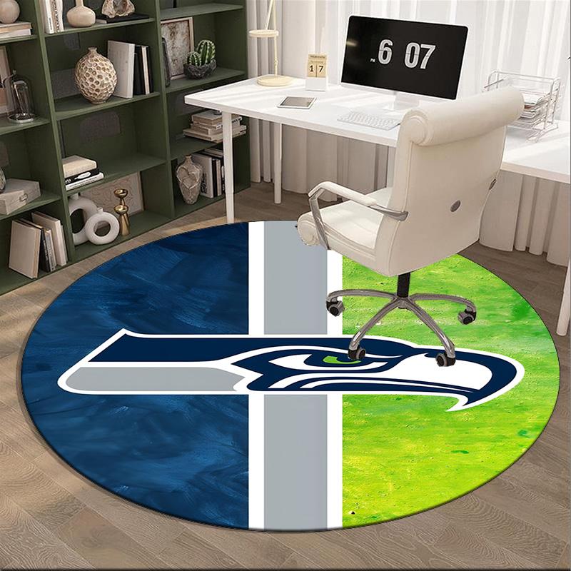 Seahawks Team Spirit Round Rug for Livingroom,Bedroom, Palyroom, Chair Rug, Area rug, Circle Carpet, Large Size Fan Christmas gift