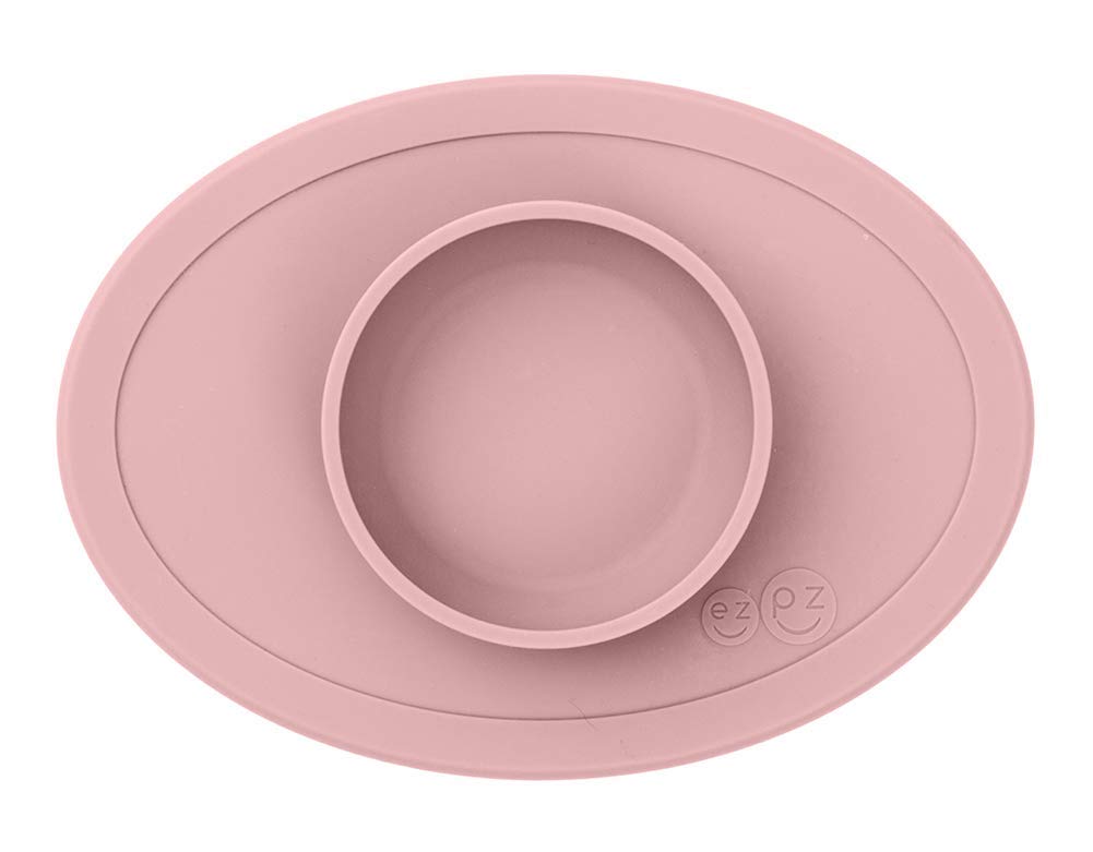 Ezpz Fast Food Set Baby Tableware Baby Food Tableware Silicone Suction Rose Pink [Non-spill Set] Set, Mat, Plate, Spoon, Cup, Cup,