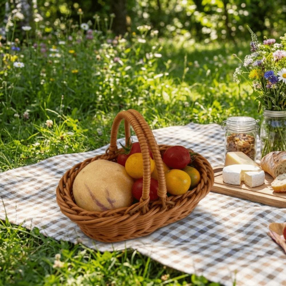 Household Bread Container Portable Faux Wicker Tray Fruit Storage Baskets  Restaurant Use