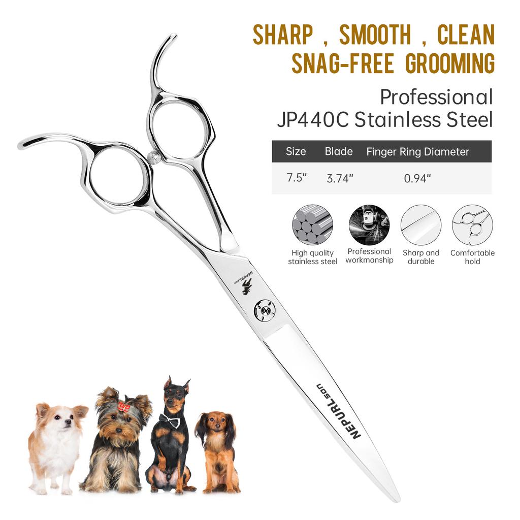 High-End Double-Tailed Curved 7.0-Inch Curved Scissors Pet Scissors, Professional Grade, Up And Down Curved, For Pet Masters
