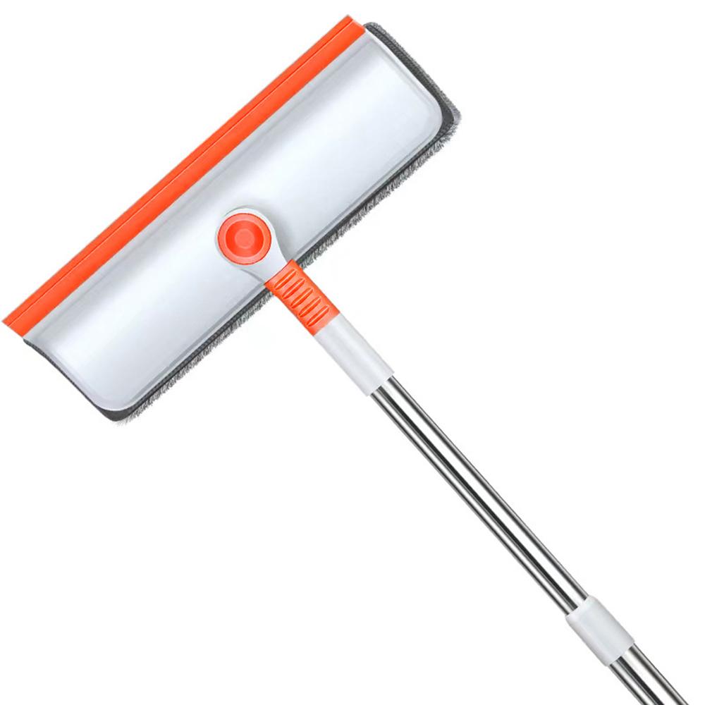Window Glass Squeegee with Long Handle 2-in-1 Window and Floor Cleaner Multi-Use for Car Windshield Home Shower Cleaning Tool
