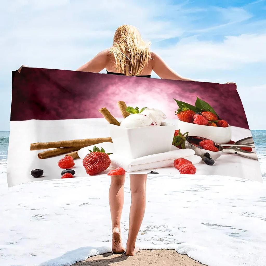 Summer Beach Towel for Adults Kids, Ice Cream Quick Dry Bath Pool Towels Beach Accessories Microfiber Sand Free Beach Towels