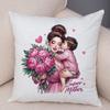 Beautiful Super Mother And Baby Throw Pillow Cover With Short Plush Print For Living Room Sofa Decoration Cushion Cover