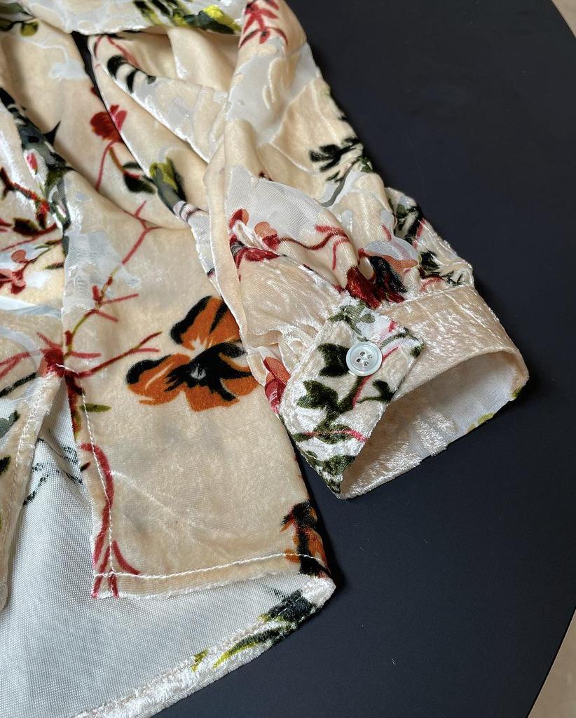 Τοπ Ντραπέ με Βελούδινη Ρετρό Καλοκαιρινή Εκτύπωση Λούβρου - Στυλ Κορεατικού Παλατιού, Χαλαρή Εφαρμογή για Γυναίκες