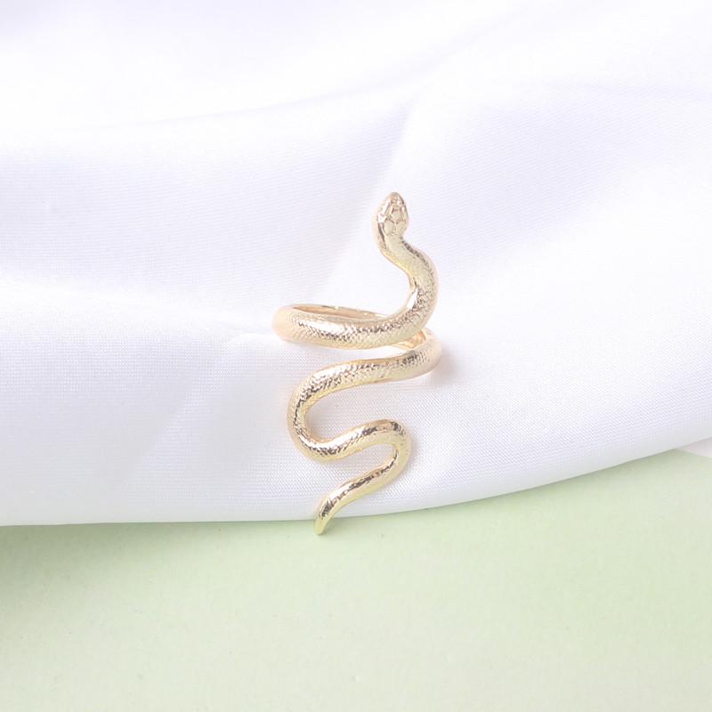 New Stylish Curved Snake Women's Open Rings Gold Metal Personality Female Adjustable Rings Cool Stuff Anillos Mujer