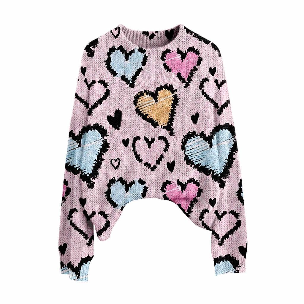 Valentine's Day Heart Long Sleeve Pullover Sweater - European & American Autumn/Winter 2026 Collection