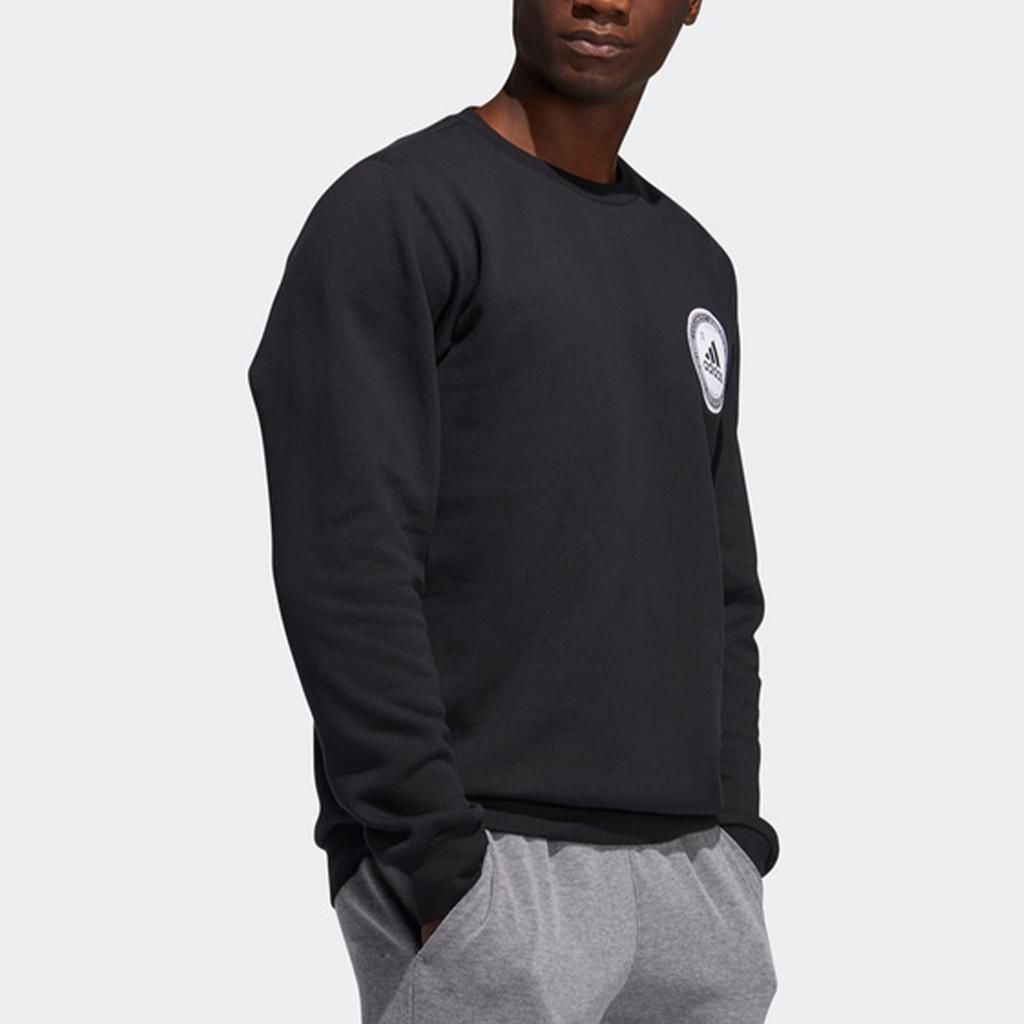 adidas Letter Pattern Printed Sports Crew Neck Warm Fleece Long Sleeve Sweatshirt Men Sweatshirt Black GE5523