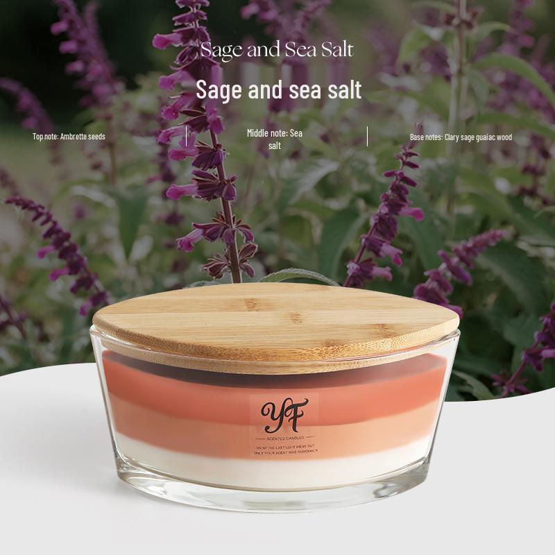 

Ароматическая свеча с деревянным фитилём «Белый шум» - Долговечный соевый воск, Идеально для дома, Дня святого Валентина, Дней рождения и вечеринок