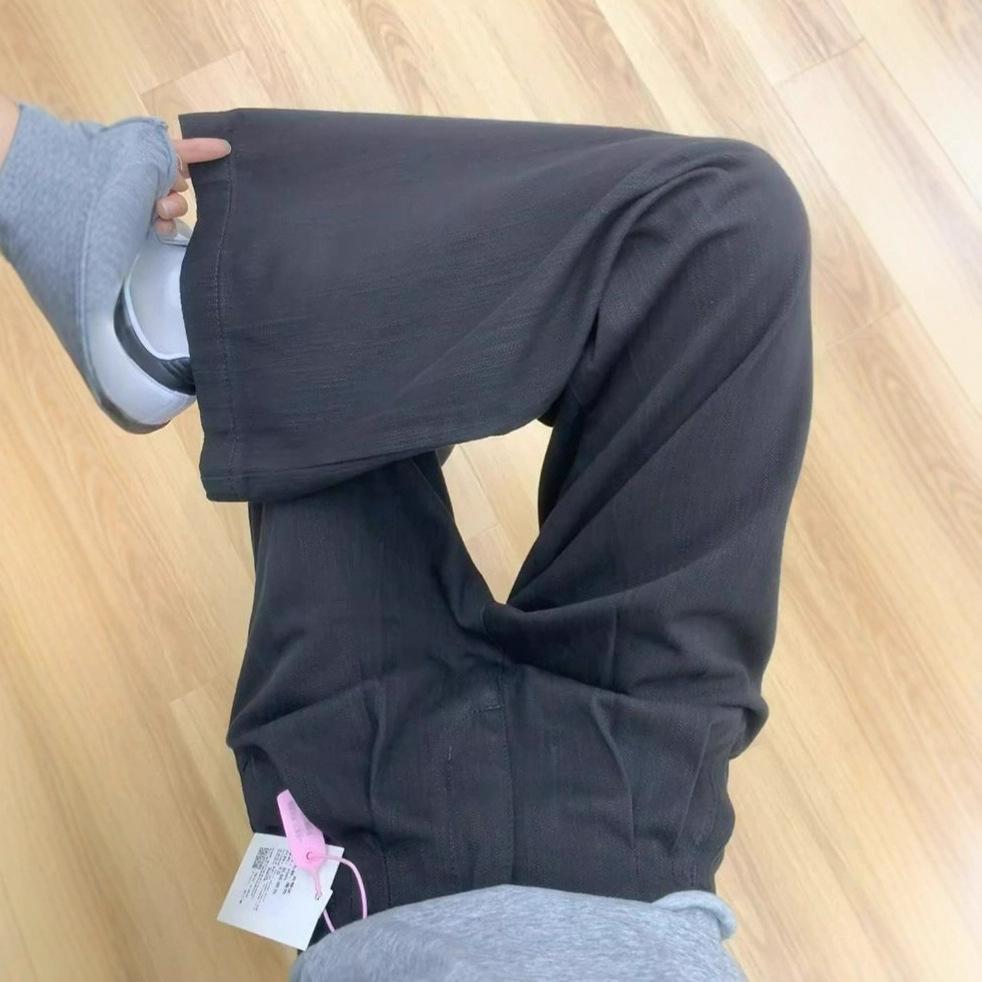 Black Textured Wide Legged Denim Trousers Women Lazy Wind High Waisted Loose Skinny Casual Straight Long Trousers Jeans for Women Long Denim Pants