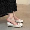 Inner height increase French retro flat ballet shoes 2025 shallow mouth gentle evening soft sole red single shoes Doudou shoes
