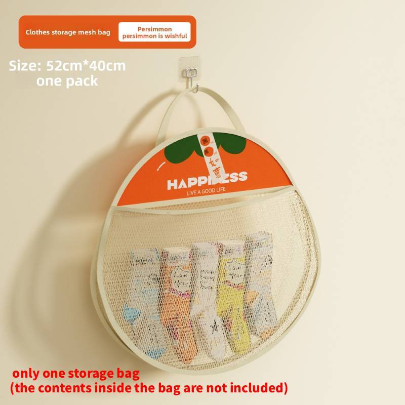 Kitchen Wallmounted Trash Bag Organizer With Polyester Mesh For Home Storage