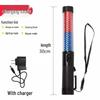 Rechargeable LED Traffic Baton with Whistle: Red/Blue Flash, Magnetic, 30cm