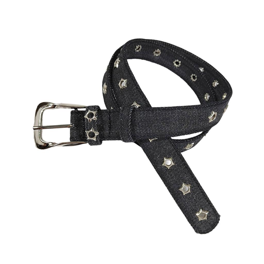 Fashionable Star Charm Punk Belt Men's Women's Jeans Waist Band with Metal Buckle for Music Festivals Street Show