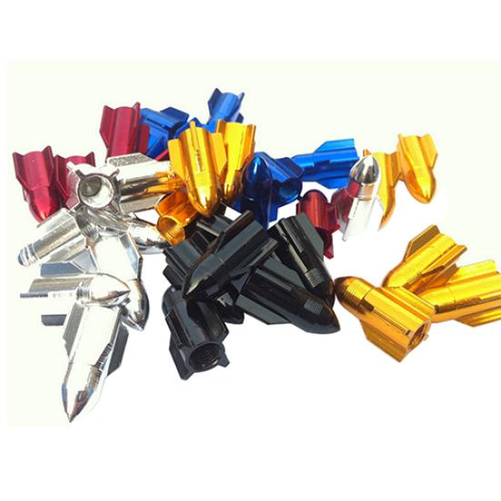 4Pcs Auto Car Alloy Rocket Bike Aluminum Tire Shape Tyre Valve Wheel Stem Cap