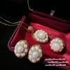 Creme Rose Edelstein Perlen Brosche Vintage 18 Karat Vergoldet, Iris Lila Zirkon Blumen Brosche, Kombination