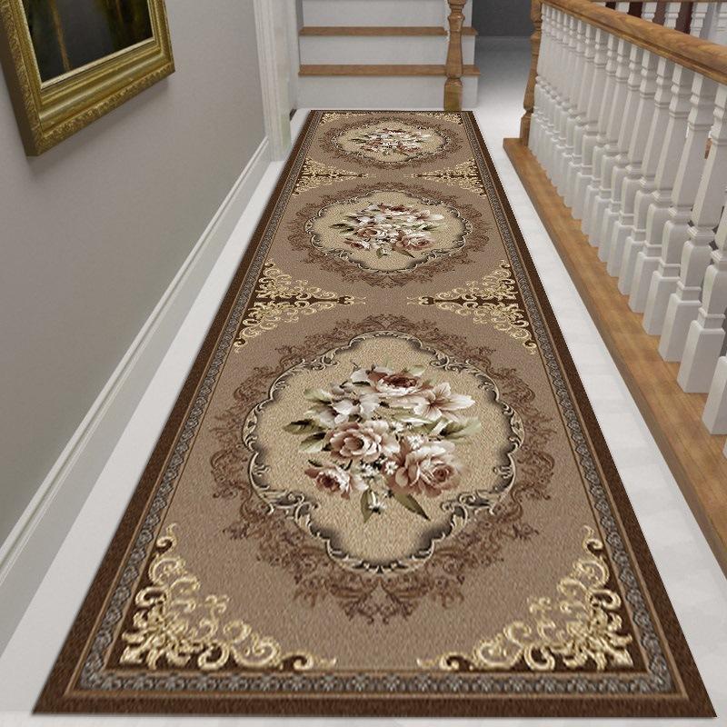

Luxury French Floral Pattern Home Hotel Aisle Runner Rug Long Corridor Hallway Carpet for Living Room Anti-slip Stairway Mat 40x60cm