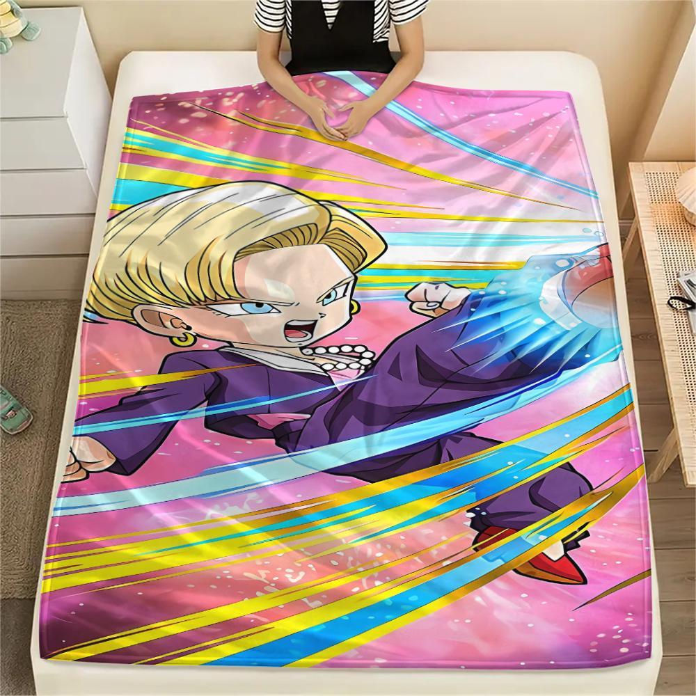 Dragon Ball Charaktere Druck Flanelldecke, Hohe Qualität, Bequem für Alle Jahreszeiten, Heimdekoration, Wärme und Komfort, Perfekt für Weihnachtsgeschenke