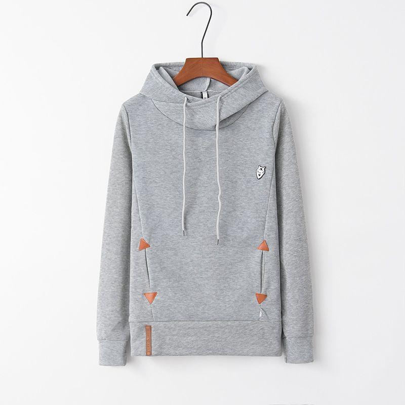 Womens Soft And Comfortable Long Sleeve Hooded Hoodies With Pure Color Sport Coat