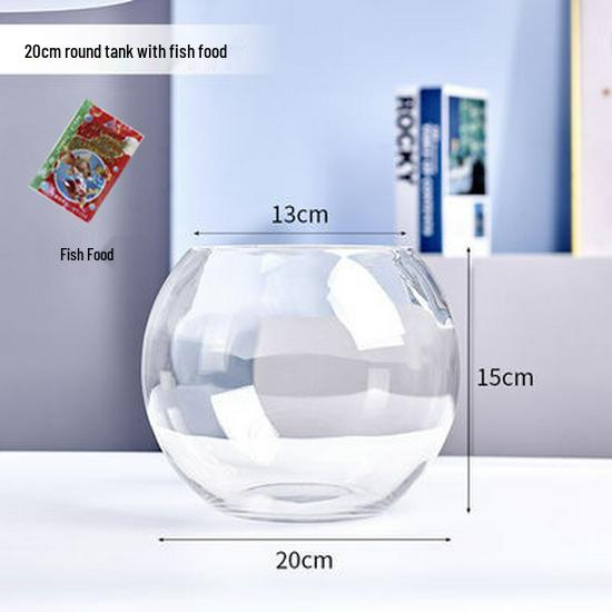 Round Transparent Glass Fish Tank for Desktops - Small, Thickened Design for Turtles and Goldfish, Ideal for Living Room Landscaping