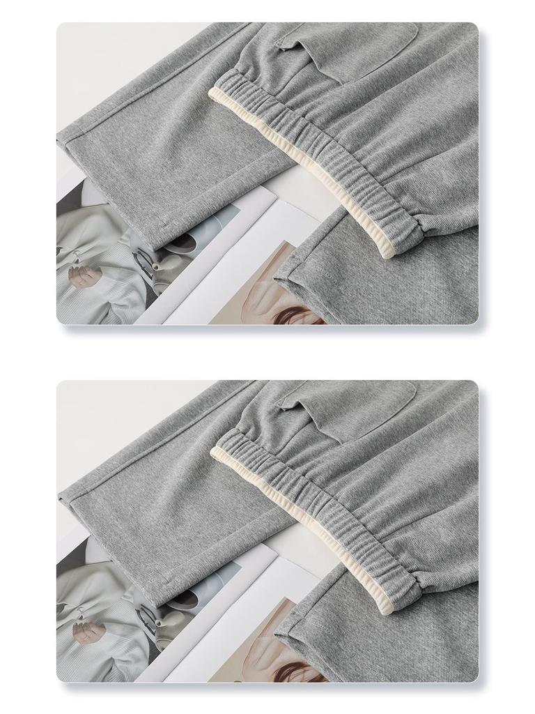 Women's Black Casual Wide Leg Sweatpants - Spring 2025, Slimming Fit with Elastic Waist