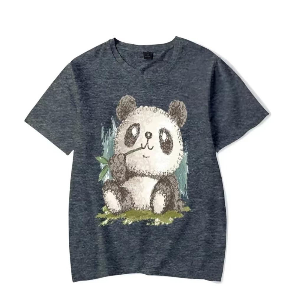 Pandas Vintage T Shirts Men's Clothing Short Sleeve T-shirts Anime Panda Print Tshirts Casual Short Sleeve Tops Shirt Men Tees