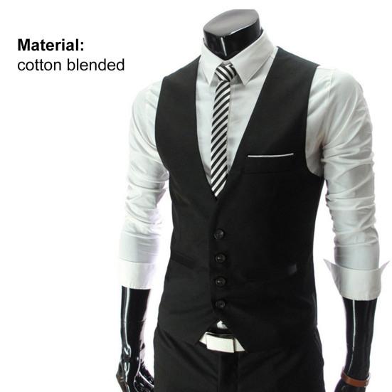 Draktvest Ermeløs Lommer Ensfarget Enkel Herre Formell Business Vest Arbeidsklær