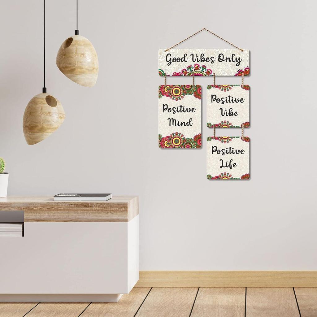 Good Vibes Only Decorative Wall Art MDF Wooden Wall Hanging for Living Room | Bedroom | Home Decor | Office | Gift | Quotes Items House Decoration
