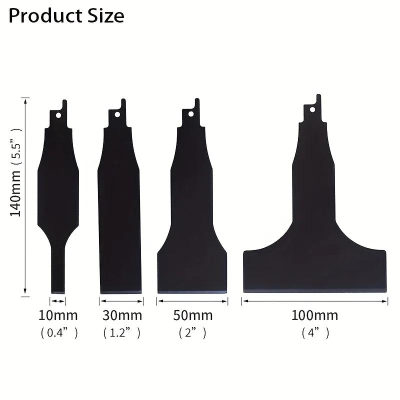 4-Piece Heavy-Duty Scraper and Blade Set for Reciprocating Saws Steel, Tile and Putty Removal, Wall and Ground Cleaning