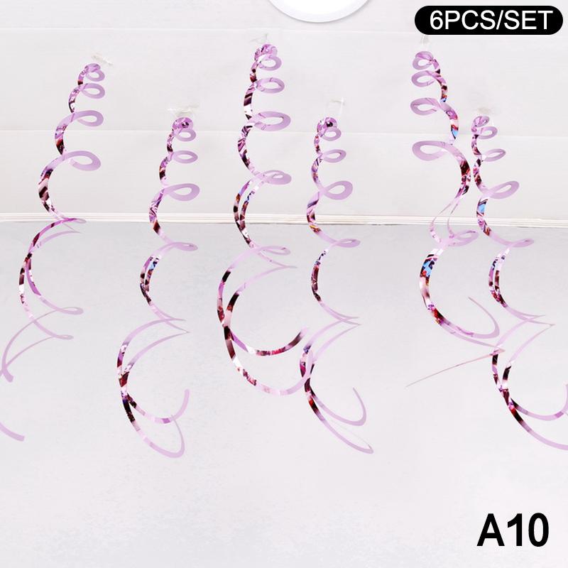 6Pcs Spiral Pendant Dangling Swirls Metallic Ceiling Hanging Streamers Ornament Christmas Wedding Birthday Balloons Decorations