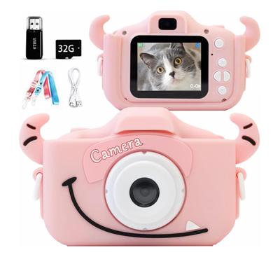 Câmera de brinquedo para crianças Câmera de vídeo HD 1080P polegadas IPS com cartão de memória de 32 GB Zoom de tela 8x Carregamento USB Lente dupla Gravação Câmera selfie digital