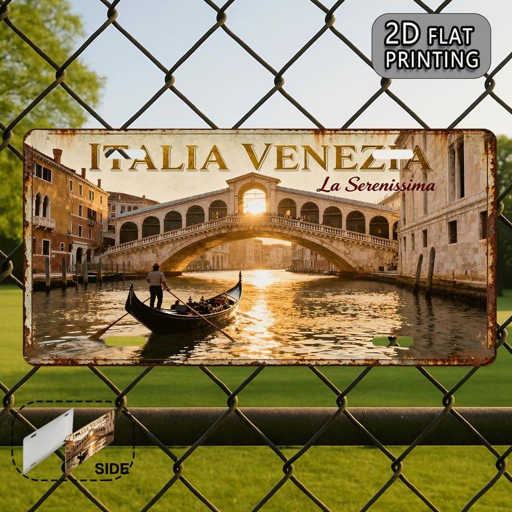 D Flat Printing Vintage Venice Metal Aluminum Sign License Plate pc xcm Decorative Wall Plaque Retro Travel Souvenir