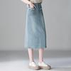 Damen Hellblauer High-Waist Jeans-A-Linien-Rock mit Schlitz - Frühjahr 2026 Mode
