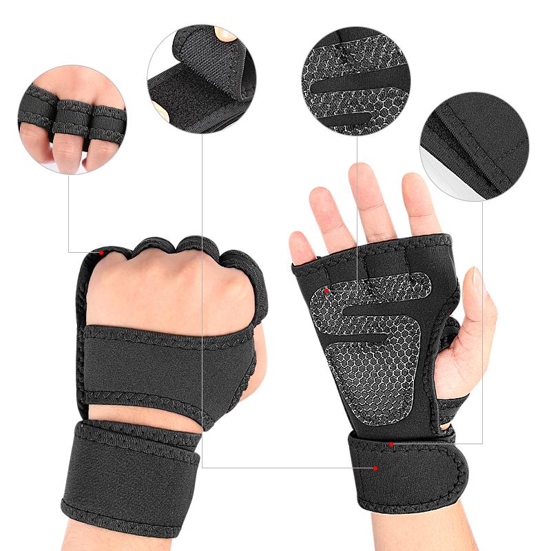 Sports Weightlifting Half-Finger Backless Palm Protector Silicone Non-Slip Wear-Resistant Compression Protective Training Gloves