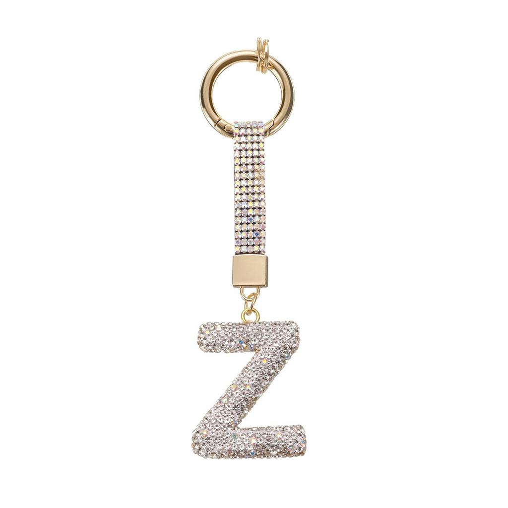 Personalized Alphabet Keychain with Sparkling Rhinestones Durable Alloy Jewelry Accessory for Fashionable Daily Use