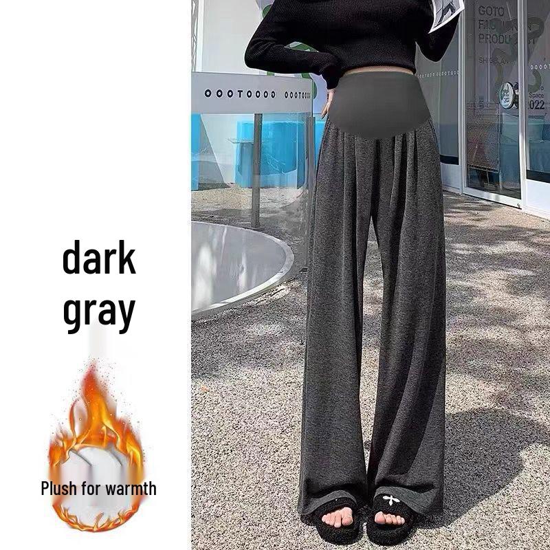 Maternity Wide-Leg Belly Support Pants - Autumn/Winter Fashion, Plus Velvet