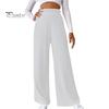 Women Pants Elastic High Waist Straight Wide Leg Casual Trousers Solid Color Sporty Style Long Pants Daily Wear