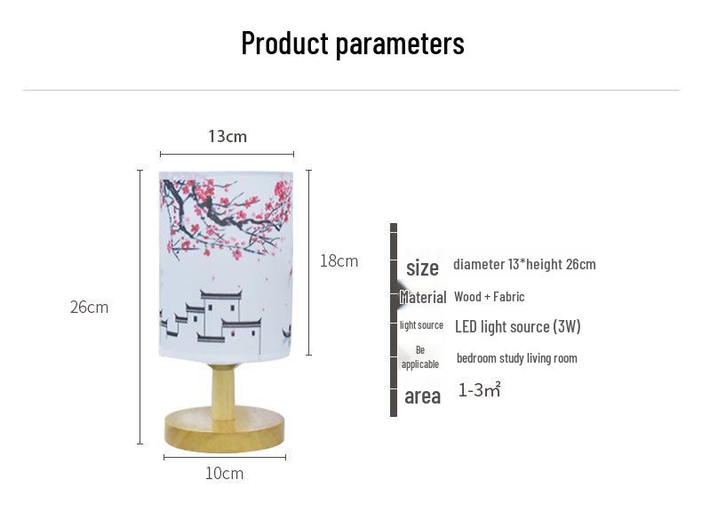 Chinese Artistic Retro LED Desk Lamp for Bedroom or Dormitory