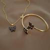 New Accessories Versatile Alloy Butterfly Ring Bracelet Bracelet Necklace Three-piece Set Complex Color Set Women