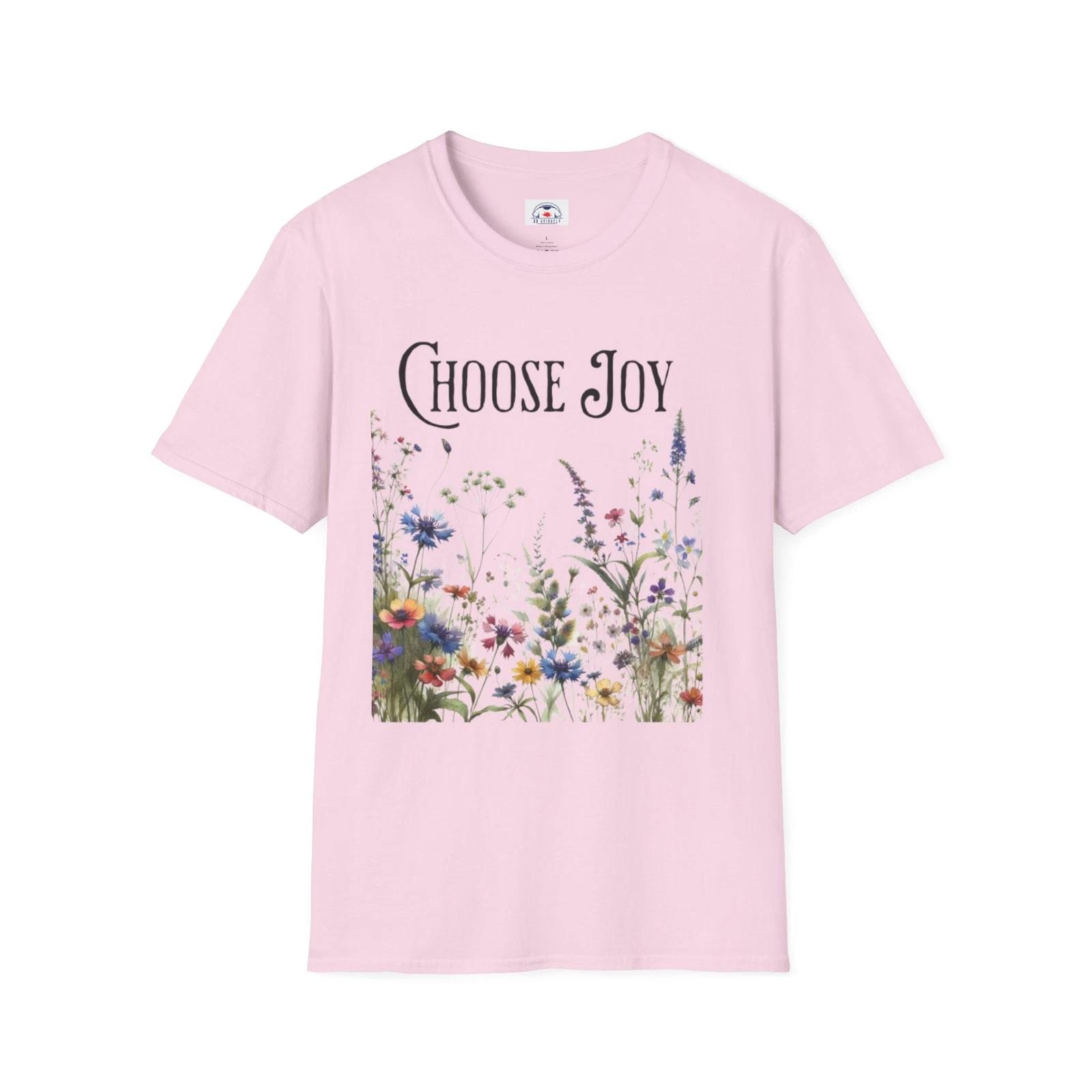 Choose Joy Floral T-Shirt Inspirational Tee Positive Uplifting Shirt Flowers Tee S