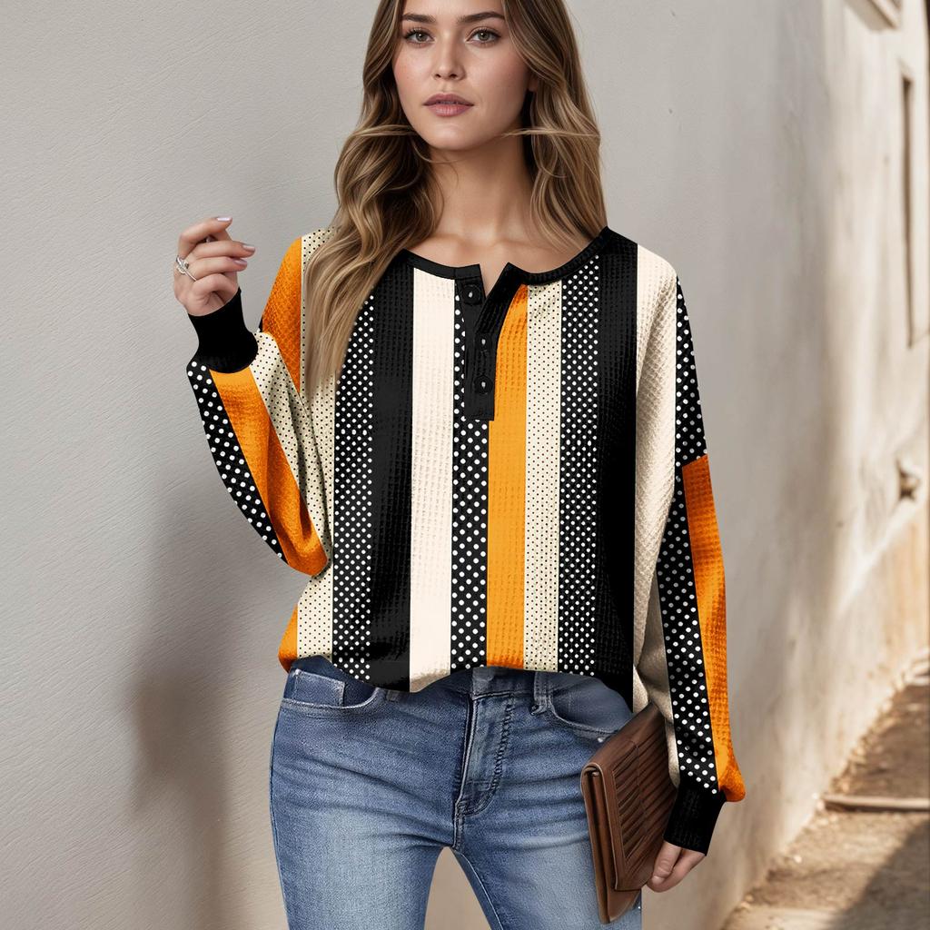 Women's Casual Shirts Long Sleeve Tops Button Up V Neck Loose Knit Fall Favorites For Women