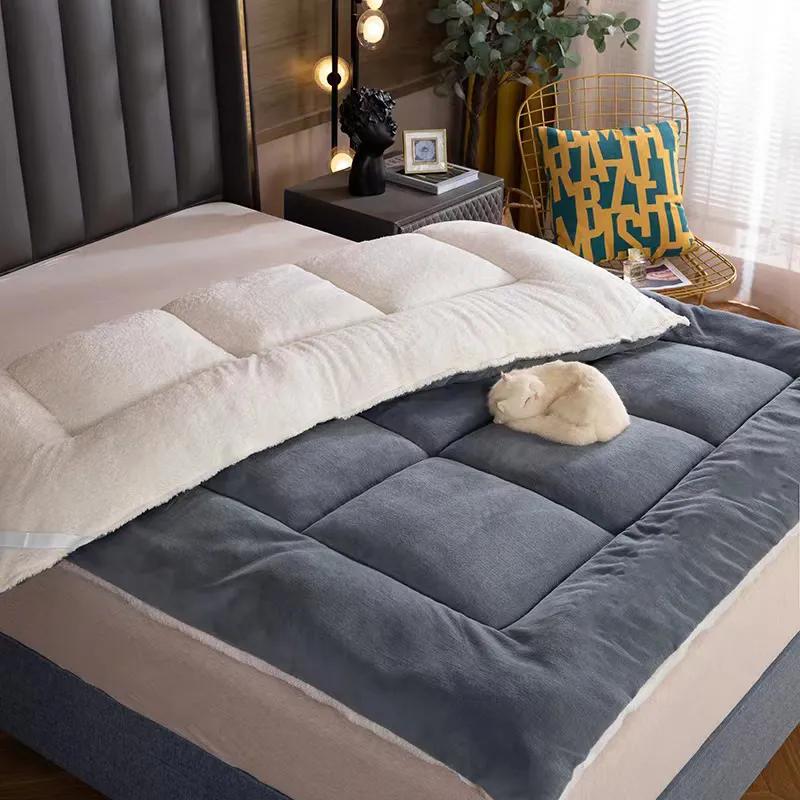 WTEMPO Warm Winter Single Student Dormitory Mattress Solid Color Soft Thickened Plush Mattress Cushion Home Tatami Double-sided Bed Mattress Quilts