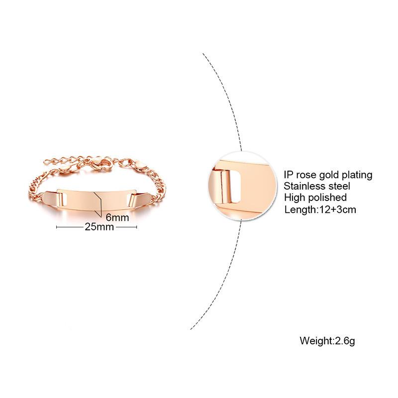 Titanium Steel 12+3cm Children Custom Engravable Statement Blank Bar Stainless Steel Adjustable Kids Bracelet Jewelry