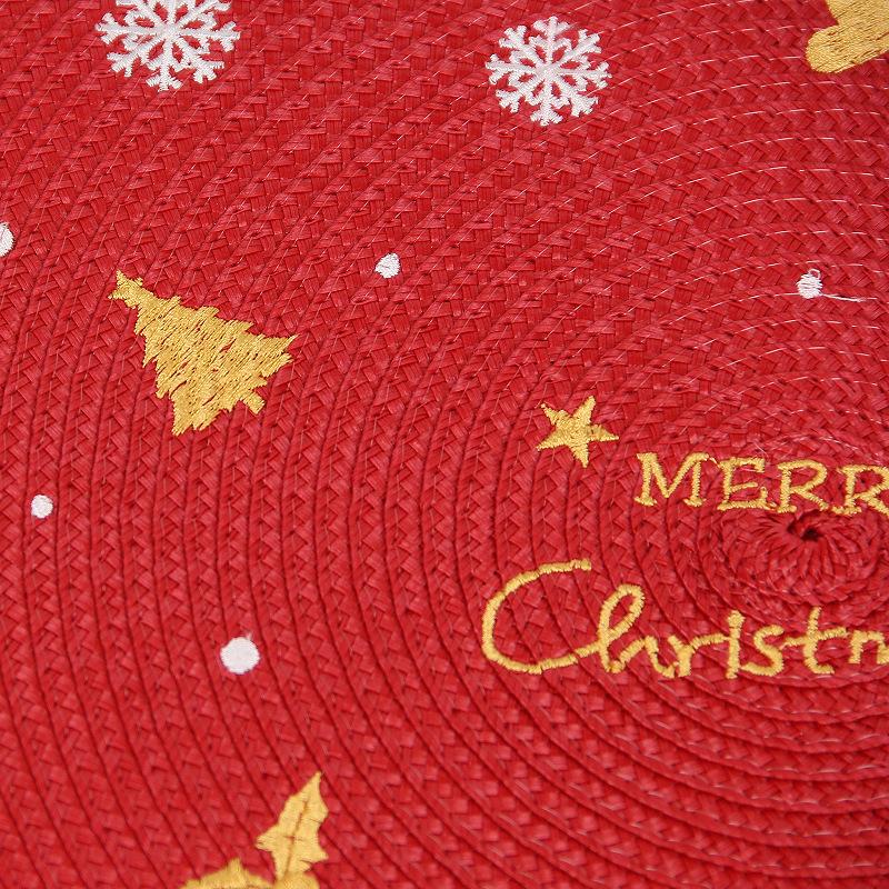 Christmas Decorat, European Minimalist, Woven Decorative Mat, Circular Insulation Mat, Table Mat, Home Living Room Hotel Dining Mat, Western Food Mat